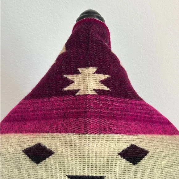 Southwestern Blanket Scarf Fuchsia & Black Southwestern Aztec Acrylic Shawl - Picture 4 of 5